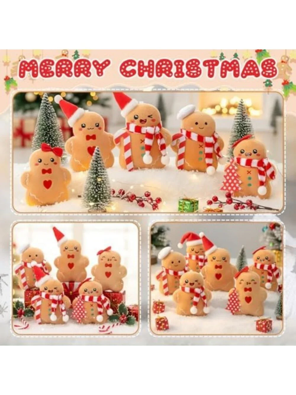 15 Pcs Mini Gingerbread Man Plush Toys - Cute Keychains for Christmas & Parties